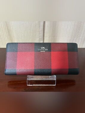 Coach Buffalo Plaid Slim Wallet